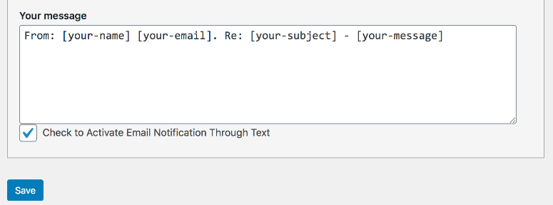 screenshot of your message and an example message using tags