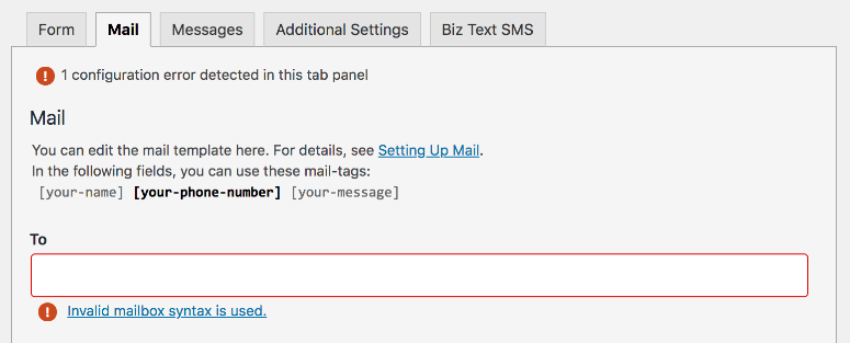 Screenshot of removing email from To field in mail tab